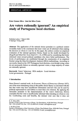 Are Voters Rationally Ignorant? an Empirical Study of Portuguese Local Elections