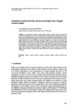 Estimation of Surface Heat Flux and Inversion Height with a Doppler Acoustic Sounder