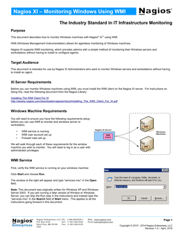 Monitoring Windows Machines with WMI and Nagios XI