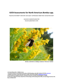 IUCN Assessments for North American Bombus Spp