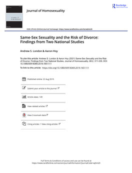 Same-Sex Sexuality and the Risk of Divorce: Findings from Two National Studies