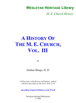 A History of the M.E. Church, Vol