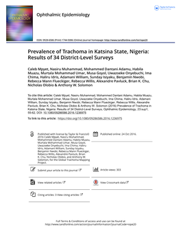 Prevalence of Trachoma in Katsina State, Nigeria: Results of 34 District-Level Surveys
