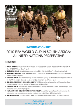 2010 Fifa World Cup in South Africa: a United Nations Perspective