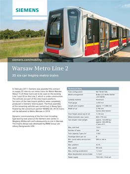 Warsaw Metro Line 2 35 Six-Car Inspiro Metro Trains