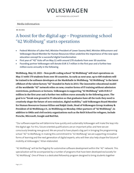 A Boost for the Digital Age – Programming School “42 Wolfsburg” Starts Operations