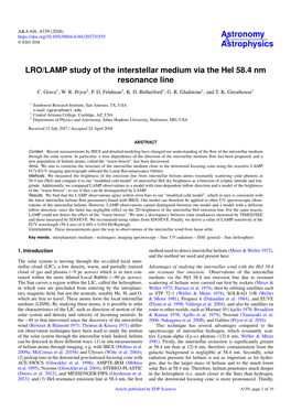 LRO/LAMP Study of the Interstellar Medium Via the Hei 58.4 Nm Resonance Line C