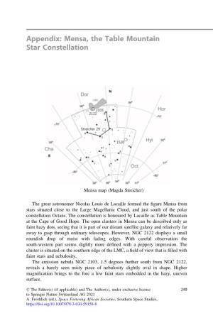 Space Fostering African Societies, Southern Space Studies, 250 Appendix: Mensa, the Table Mountain Star Constellation