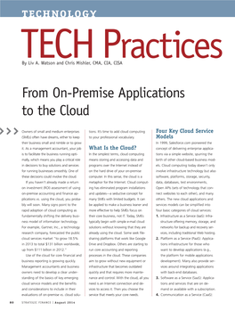 From On-Premise Applications to the Cloud