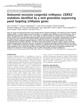 Autosomal Recessive Congenital Ichthyosis: CERS3 Mutations Identiﬁed by a Next Generation Sequencing Panel Targeting Ichthyosis Genes