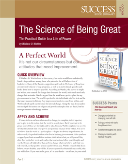 The Science of Being Great the Practical Guide to a Life of Power by Wallace D