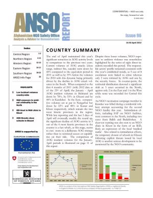 The ANSO Report (16-30 April 2012)