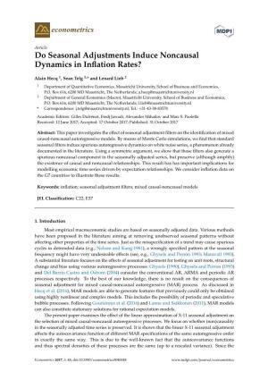 Do Seasonal Adjustments Induce Noncausal Dynamics in Inflation