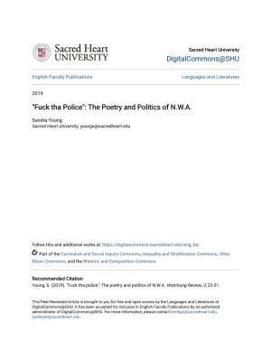 Fuck Tha Police": the Poetry and Politics of N.W.A