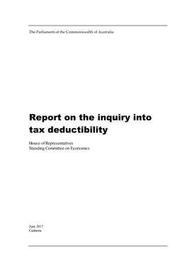 Report on the Inquiry Into Tax Deductibility