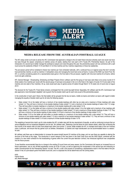 Media Release from the Australian Football League