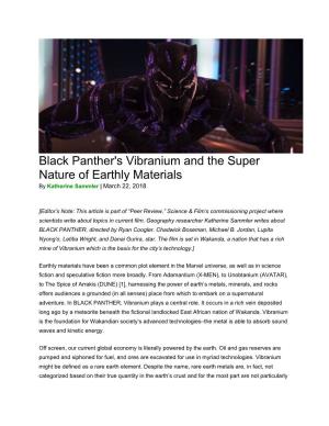 Black Panther's Vibranium and the Super Nature of Earthly Materials by Katherine Sammler | March 22, 2018