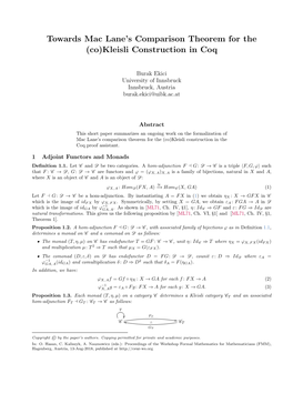 Towards Mac Lane's Comparison Theorem for the Kleisli Construction