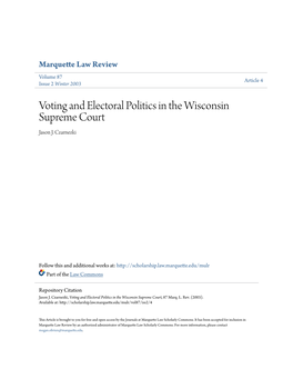 Voting and Electoral Politics in the Wisconsin Supreme Court Jason J