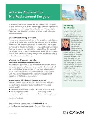 Anterior Approach to Hip Replacement Surgery