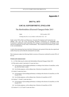 The Hertfordshire (Electoral Changes) Order 2015