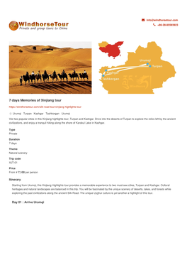 7 Days Memories of Xinjiang Tour