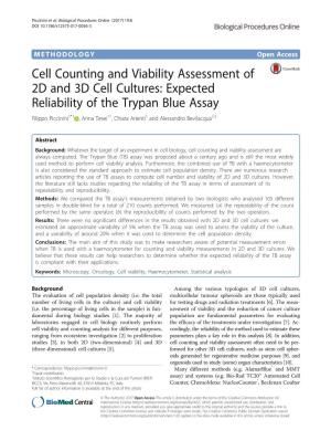 Cell Counting and Viability Assessment of 2D and 3D Cell