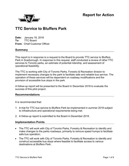 TTC Service to Bluffers Park