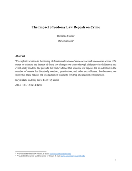 The Impact of Sodomy Law Repeals on Crime