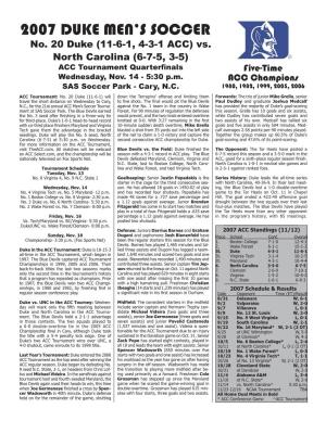 11-14-07 ACC Tournament Game Notes.Indd