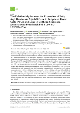 The Relationship Between the Expression of Fatty Acyl Desaturase 2 (Fads2) Gene in Peripheral Blood Cells (Pbcs) and Liver in Gi