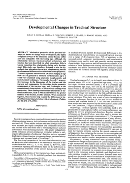 Developmental Changes in Tracheal Structure