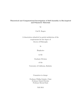 Theoretical and Computational Investigation of Self-Assembly in Bio-Inspired and Polymeric Materials