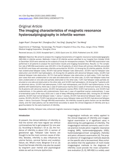 Original Article the Imaging Characteristics of Magnetic Resonance Hysterosalpingography in Infertile Women