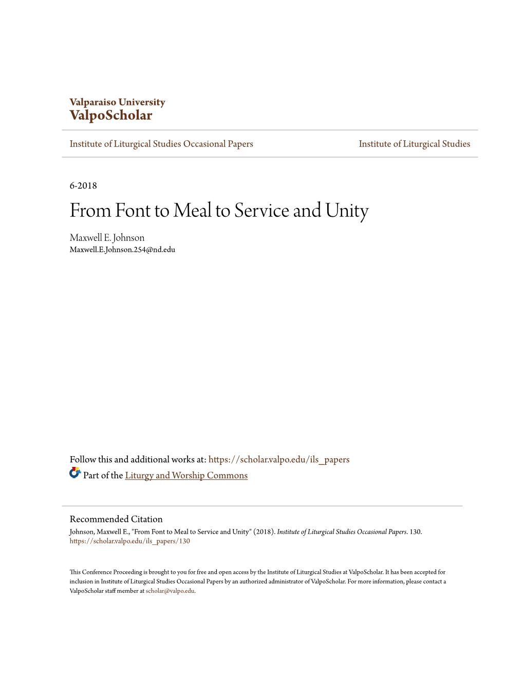 From Font to Meal to Service and Unity Maxwell E