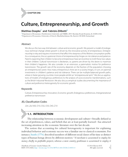 Culture, Entrepreneurship, and Growth