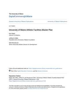 University of Maine Athletic Facilities Master Plan