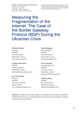 Measuring the Fragmentation of the Internet: the Case of the Border Gateway Protocol (BGP) During the Ukrainian Crisis