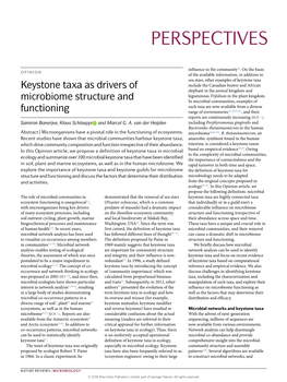 Keystone Taxa As Drivers of Microbiome Structure and Functioning
