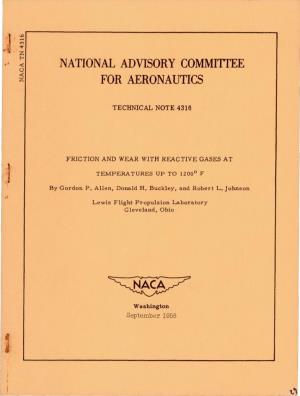 National Advisory Commiitee for Aeronautics