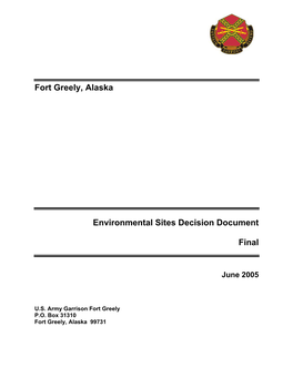 Fort Greely, Alaska Environmental Sites Decision Document Final