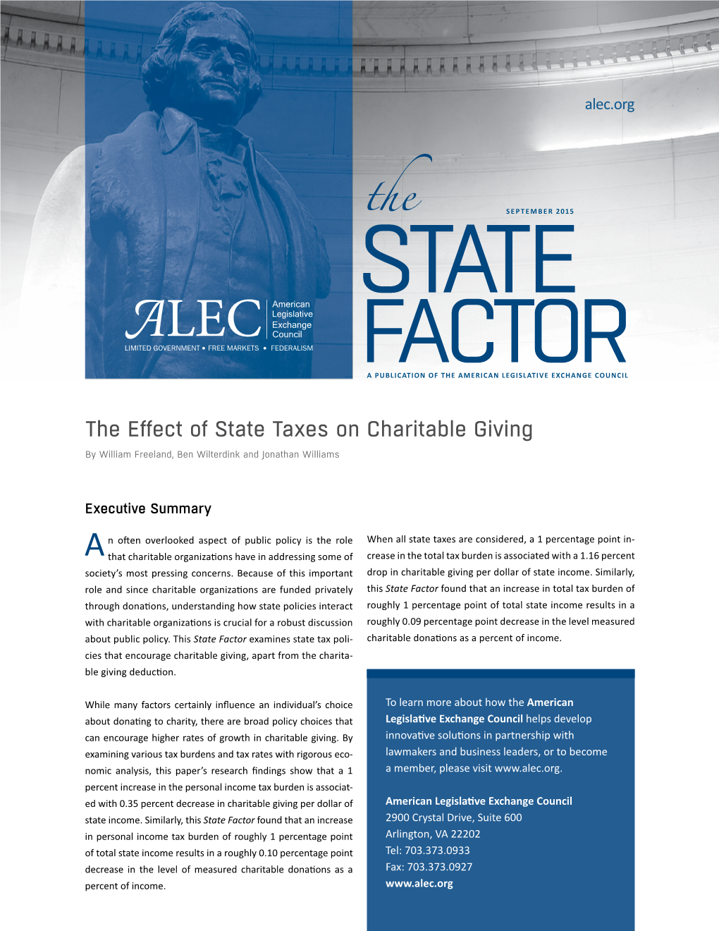 The Effect of State Taxes on Charitable Giving by William Freeland, Ben Wilterdink and Jonathan Williams