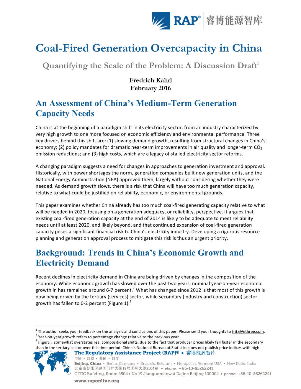 Coal-Fired Generation Overcapacity in China