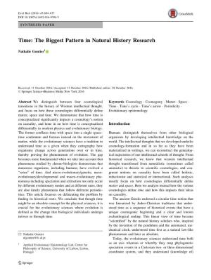 Time: the Biggest Pattern in Natural History Research