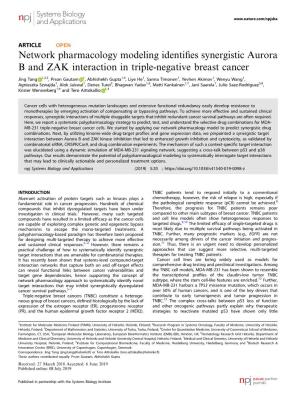 Network Pharmacology Modeling Identifies Synergistic Aurora B And