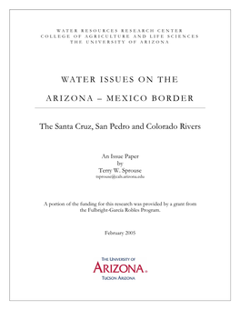 Water Issues on the Arizona/Mexico Border