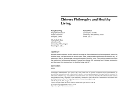 Chinese Philosophy and Healthy Living