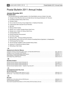 Postal Bulletin 2011 Annual Index