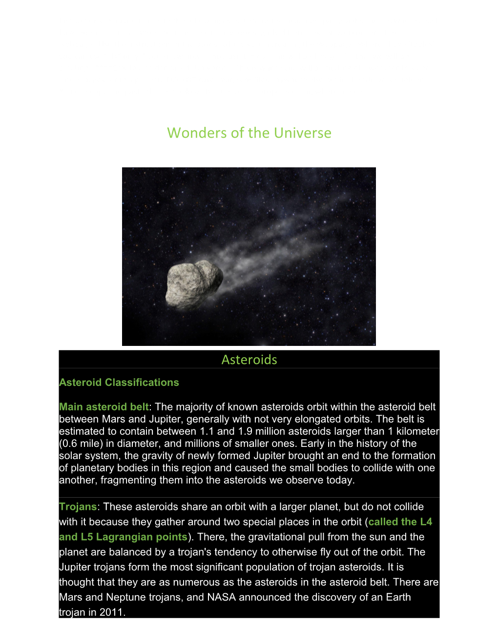 Wonders of the Universe