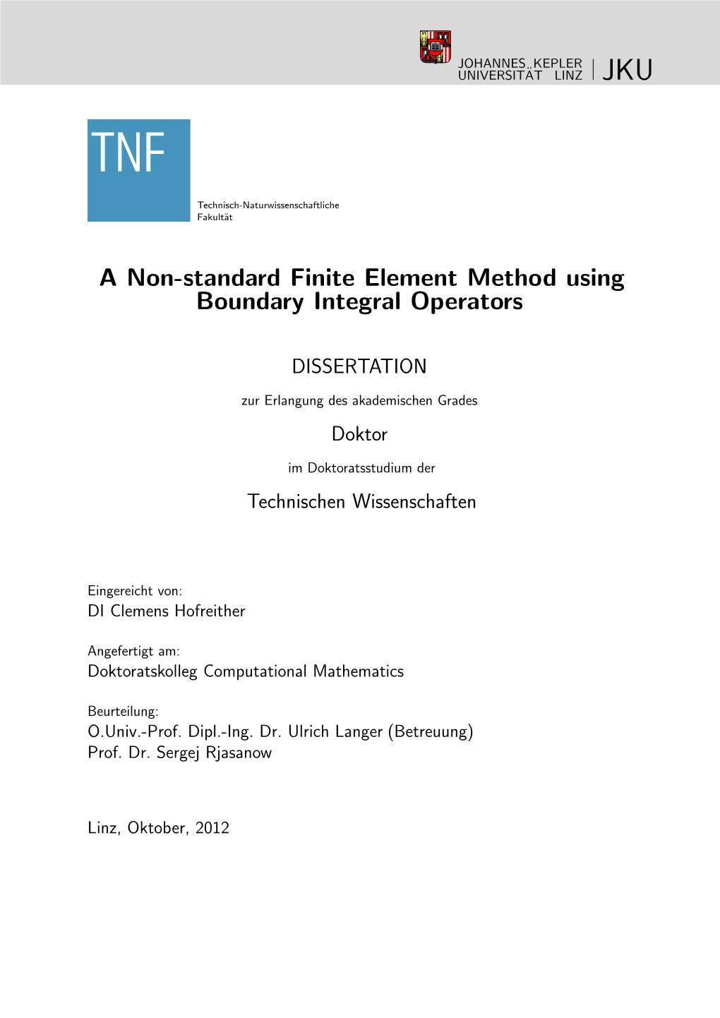 A Non-Standard Finite Element Method Using Boundary Integral Operators